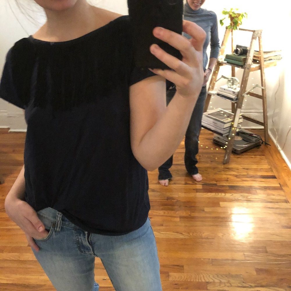 NWT 3.1 Philip Lim Navy 100% Cotton Backless Fringe Tee Shirt Top Dark Blue • S - Picture 6 of 12